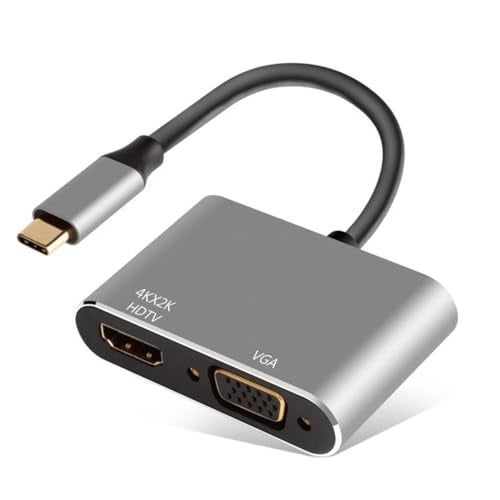 Znoogrn USB C to HDMI VGA Adapter 2 in 1 Thunderbolt 3 TypeC to VGA 4K HDMI Converter for Dual Monitor Adapter Compatible with MacBook Pro iPhone 16 15 Pro Max Surface Pro PC etc - Image 1