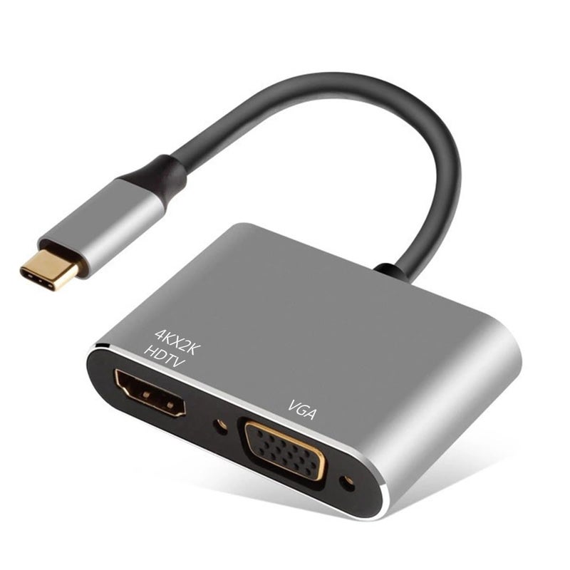 Znoogrn USB C to HDMI VGA Adapter 2 in 1 Thunderbolt 3 TypeC to VGA 4K HDMI Converter for Dual Monitor Adapter Compatible with MacBook Pro iPhone 16 15 Pro Max Surface Pro PC etc - Image 2