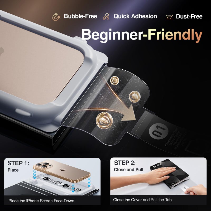 SMARTDEVIL 3 Pack Tempered Glass for iPhone 15 Pro Screen Protector, Military-Grade Shatterproof Protection, 9H Hardness, Fast & Easy Installation, Case Friendly Design - Image 3