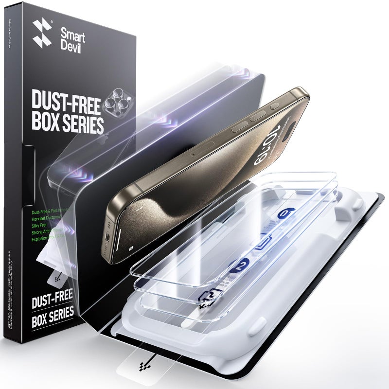 SMARTDEVIL 3 Pack Tempered Glass for iPhone 15 Pro Screen Protector, Military-Grade Shatterproof Protection, 9H Hardness, Fast & Easy Installation, Case Friendly Design - Image 1