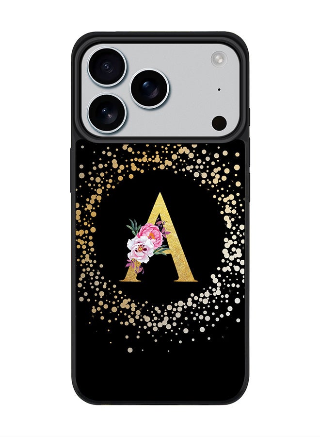 Stylizedd iPhone 17 Pro Case, [Compatible with MagSafe] Slim Magnetic cover Phone Case iPhone 17 Pro -Custom Monogram Floral - A ( Black ) - Image 1