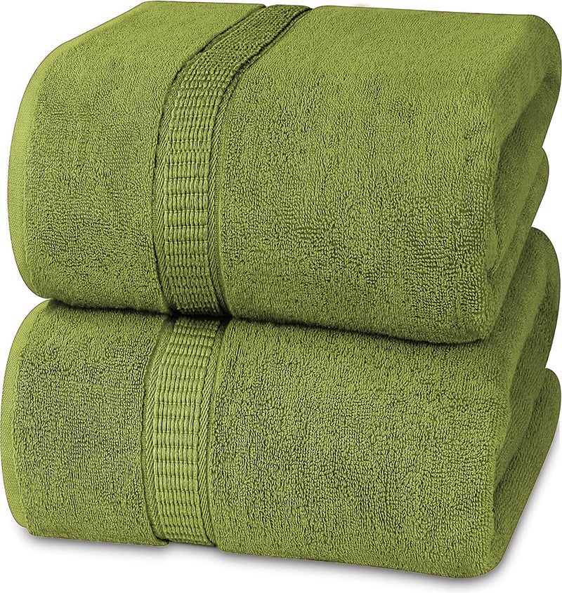 Vocal Store Ultra Soft, Super Absorbent, 100% Cotton 2 Piece Bath Towel Set, 600 GSM, 30 inch x 60 inch (Green, Set of 2) TW-V03-GRE-2 - Image 1
