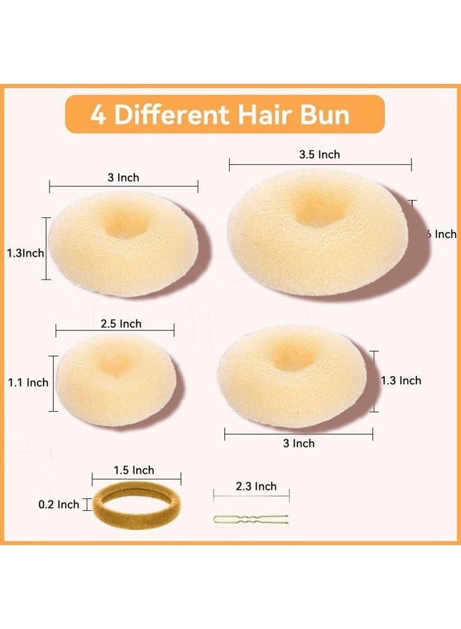 YaFex Hair Bun Maker Set, 3 Pieces (Small, Medium, Large), 6 Hair Elastics, 1 Bag Hairpins, Blonde, Nylon - Image 3