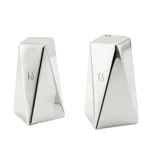 FnS Stainless Steel Diamond Shape Salt & Pepper Shaker, Spice Oregano Jar, Chilli Flakes & Sugar Seasoning Sprinkler - Set of 2, Air Tight Containers, Ideal for Dining Table - Image 2