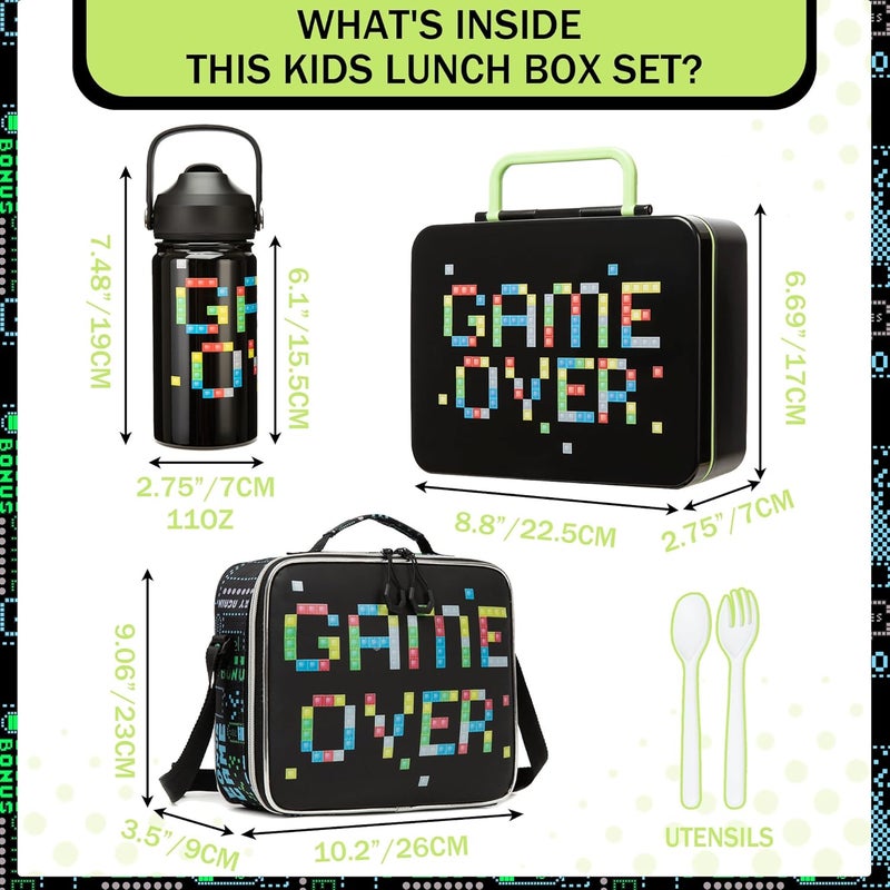 Oruiji Bento Box for Kids with Lunch Bag Boys Lunch Boxes for School with Ice Pack,Stainless Steel Water Bottle Set Utensils Set Food Container for School Boys Kids - Image 2
