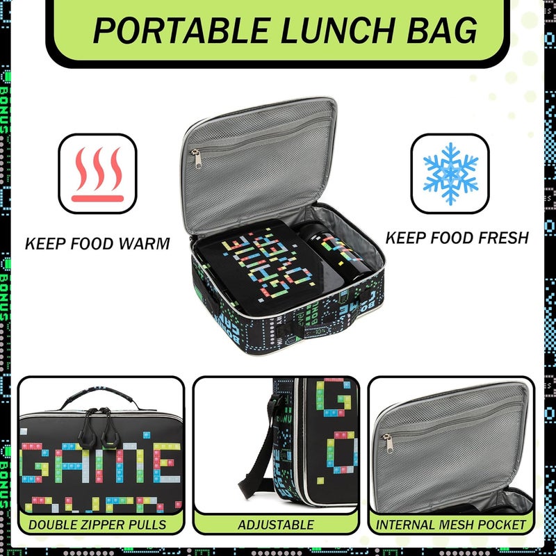 Oruiji Bento Box for Kids with Lunch Bag Boys Lunch Boxes for School with Ice Pack,Stainless Steel Water Bottle Set Utensils Set Food Container for School Boys Kids - Image 3