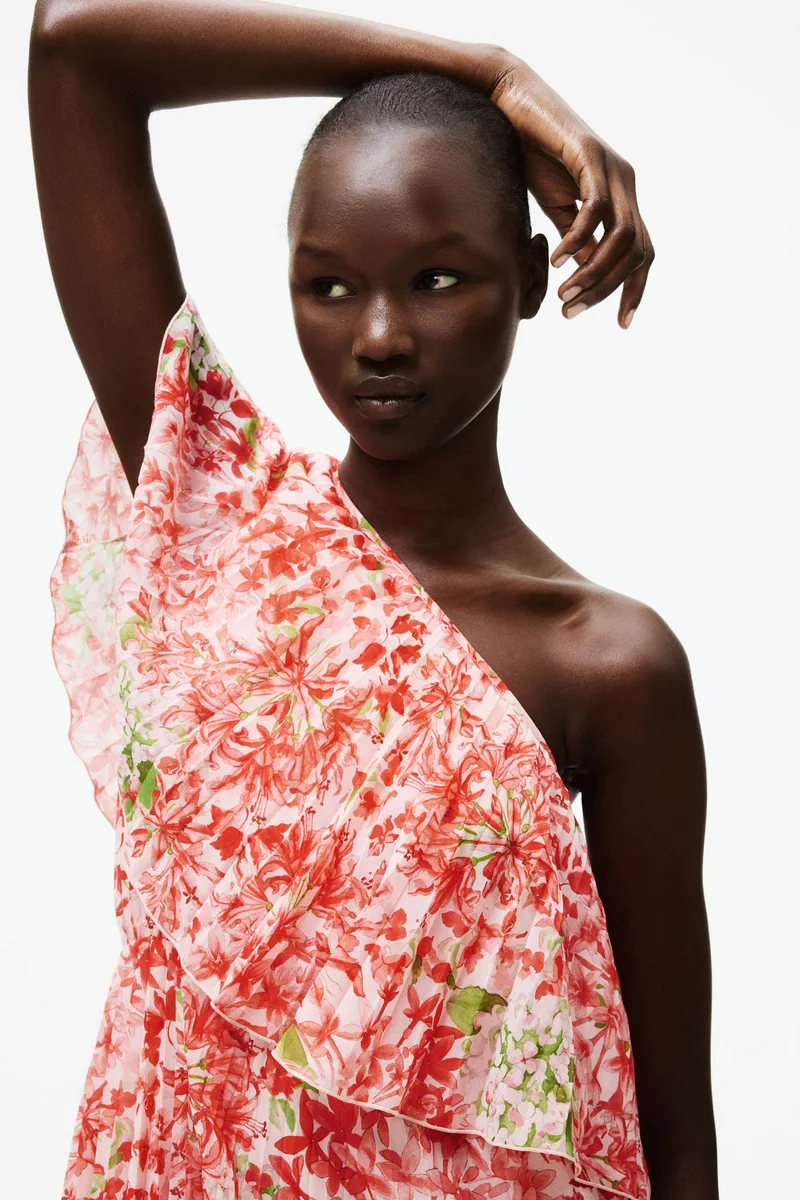 H&M Pleated one-shoulder dress