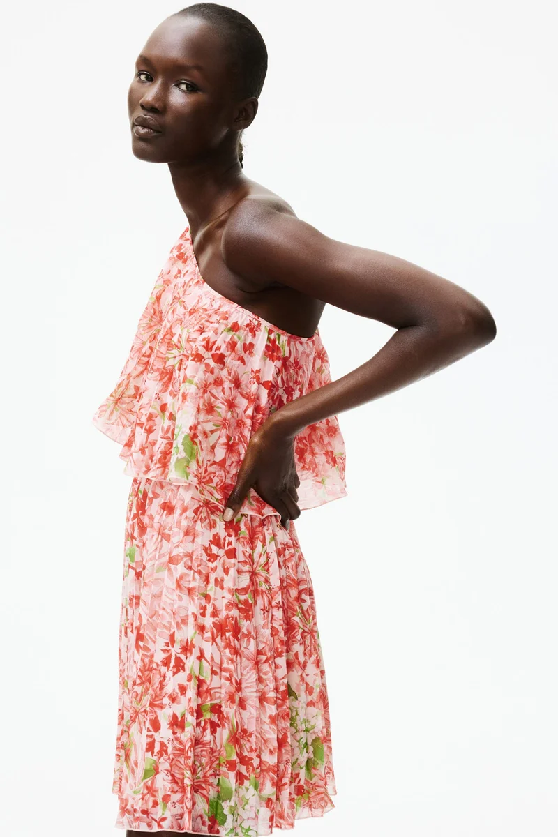 H&M Pleated one-shoulder dress