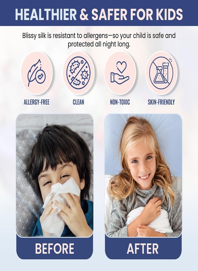 Blissy Toddler Silk Pillowcase - 100% Pure Mulberry Silk - 22 Momme 6A High-Grade Fibers - Soft and Gentle Silk Pillowcase for Kids Hair and Skin (Standard 20 x 26 in, Baby Blue) - Image 2