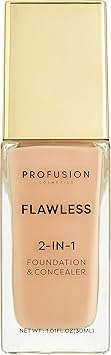Profusion Cosmetics 2In1 Foundation and Concealer for Medium Skin Tone Flawless Full Coverage and Matte Finish with Convenient Solution for Achieving Polished Look Sand - Image 1