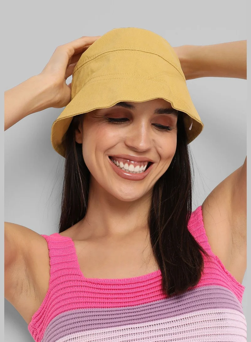 Haute Sauce Casual Solid Blended Fabric Bucket Hat For Women