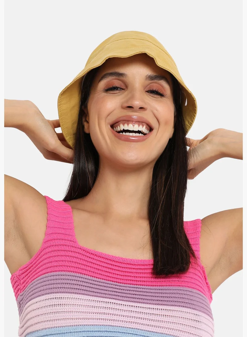 Haute Sauce Casual Solid Blended Fabric Bucket Hat For Women