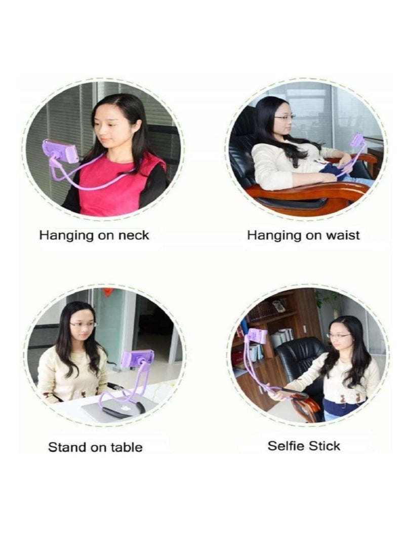 Lazy Bracket - Universal Hanging on Neck Lazy Phone Holder DIY Free Rotating Stand on Table Smart Multiple Functions Mobile Phone Mount Stand(Black) - Image 3