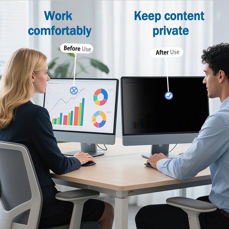 Twugs Upgraded quality [2 Pack] 20 Inch Computer Privacy Screen for 16:9 Aspect Ratio Widescreen Monitor, Eye Protection Anti Glare Blue Light Filter Shield, Removable Anti-Scratch Anti Spy Protector Economical varied design options - Image 3