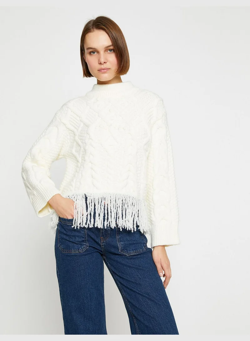 كوتون Tassel Detail Knitted Sweater