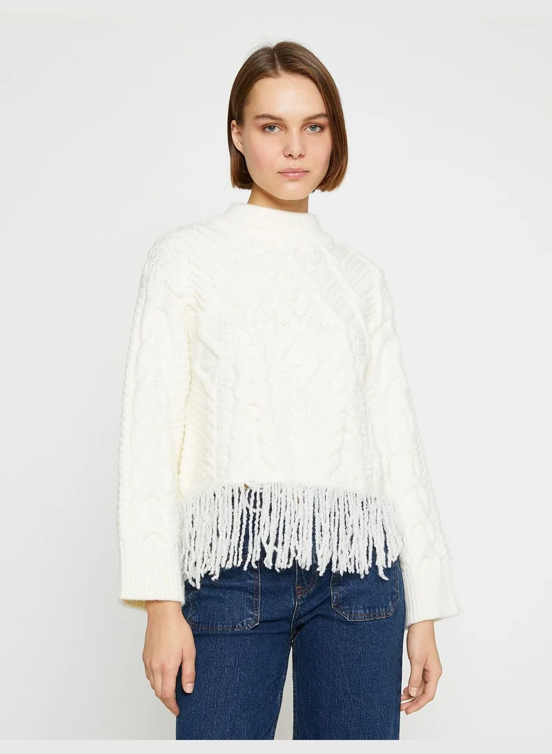 كوتون Tassel Detail Knitted Sweater