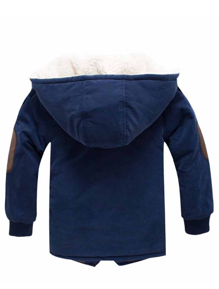 Mallimoda Boy's Thick Cotton-Padded Parka Jacket Hooded Fleece Coat Navy 9-10 Years - Image 2