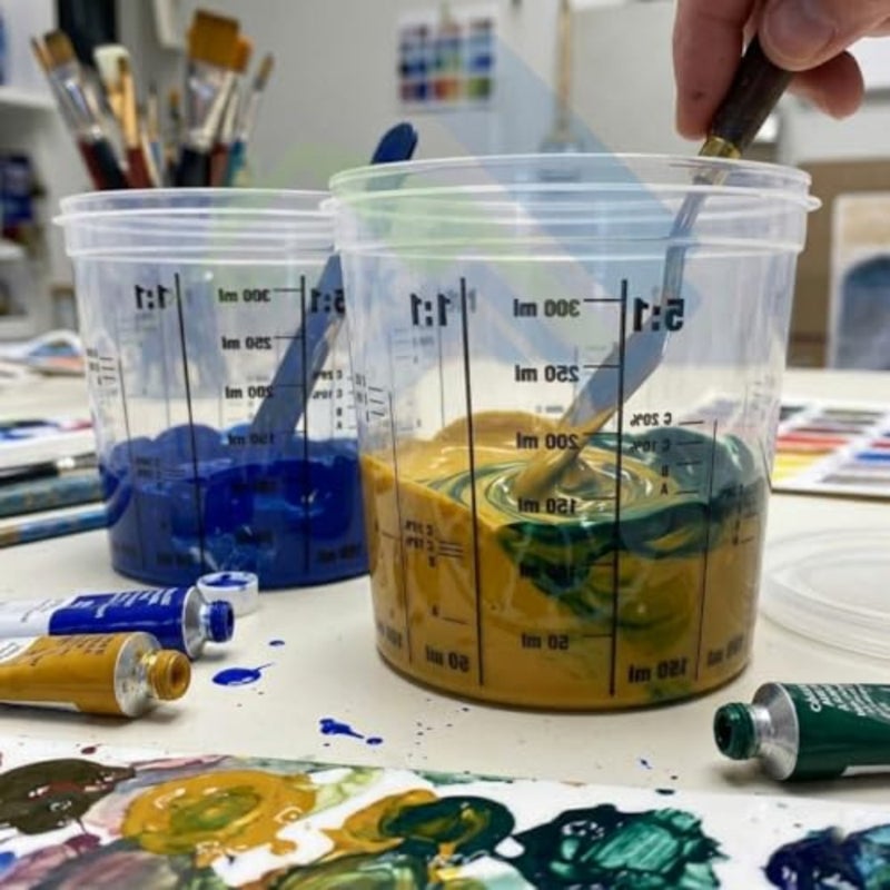 Paint Measuring Cup for Accurate Paint Mixing and Measuring Reusable Transparent Mixing Cup with Printed Ratio Scale Ideal for Automotive, Epoxy, Resin and DIY Painting 4 - Image 2