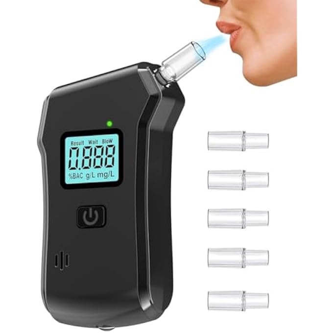rayihni Breathalyzer, High-Accuracy Professional Alcohol Tester, with LCD Alcohol and Sound Alarm Portable Breathalyzer, with 5 Reusable Mouthpieces Ideal for Personal & Professional Use - Image 2