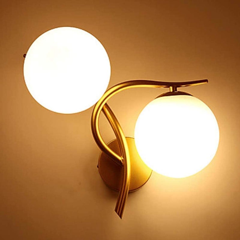 Desidiya Gold Modern Dual Globe Wall Lamp Light for Bedroom Living Dining Room Bulb not Included Pack of 1 - Image 1