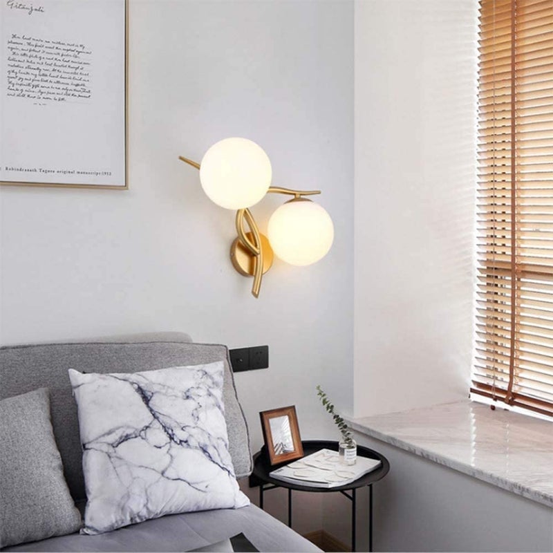 Desidiya Gold Modern Dual Globe Wall Lamp Light for Bedroom Living Dining Room Bulb not Included Pack of 1 - Image 3