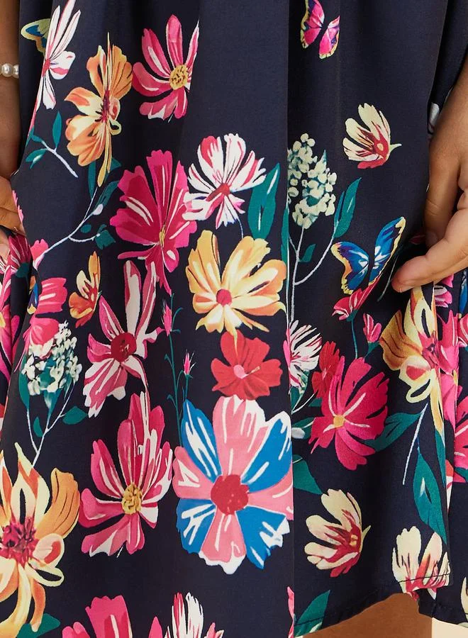 Styli Floral Flared Dress