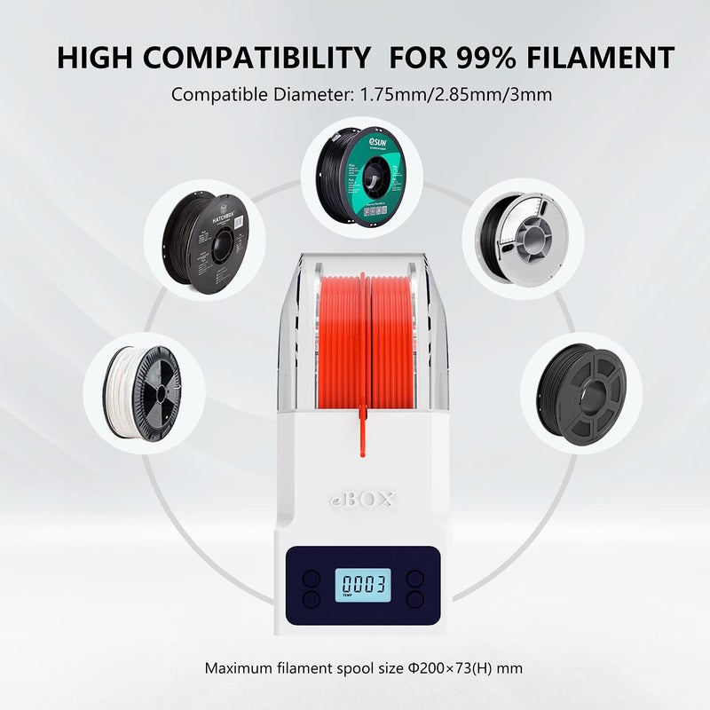 eSUN eBOX Lite Upgraded 3D Printing Filament Dryer Box, Filament Storage Box, Spool Holder for Keeping 3D Printing Filament from Moist and Keeping Filaments Dehydrating, US Power Supply - Image 4