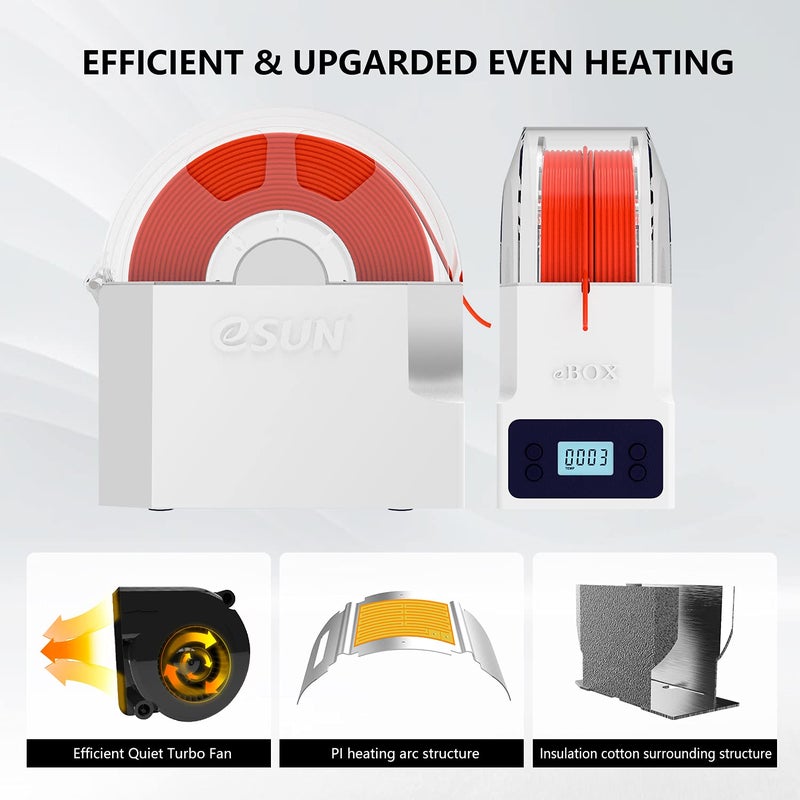 eSUN eBOX Lite Upgraded 3D Printing Filament Dryer Box, Filament Storage Box, Spool Holder for Keeping 3D Printing Filament from Moist and Keeping Filaments Dehydrating, US Power Supply - Image 3