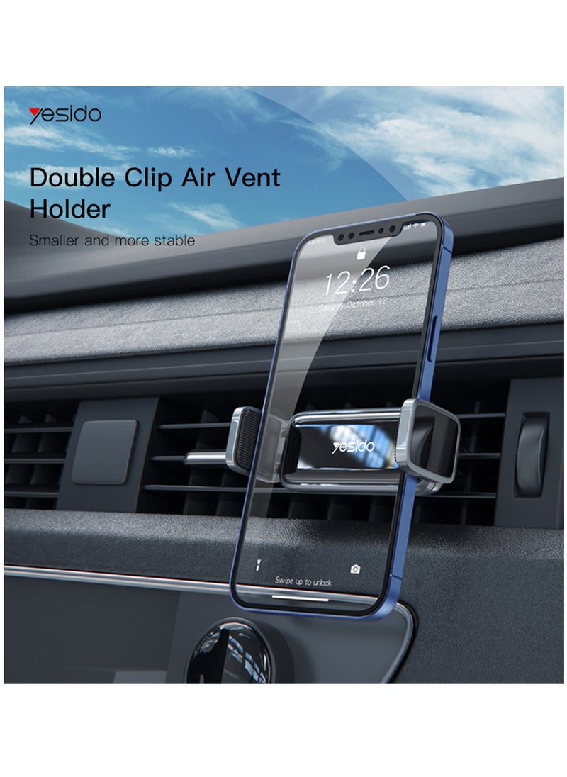 Yesido - Yesido C124 360 Degree Rotation Dual Double Clip Air Vent Outlet Car Holder Cell Mobile Phone Holder - Black - Image 1