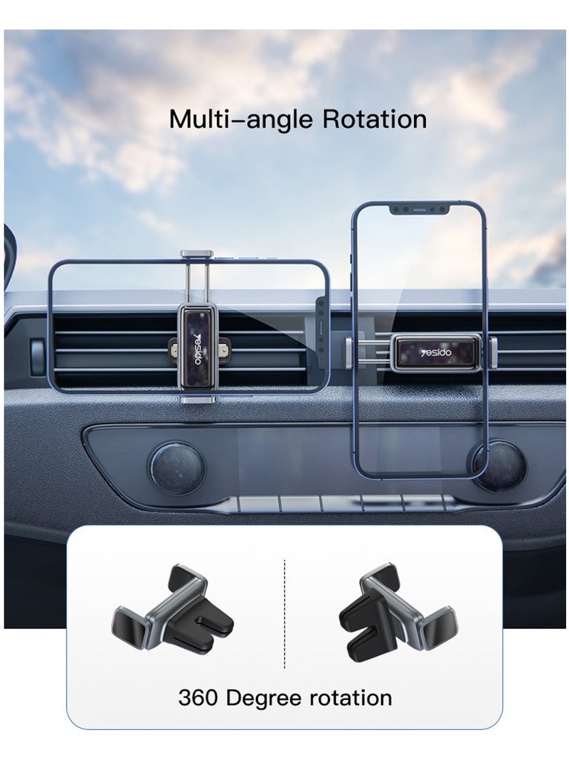 Yesido - Yesido C124 360 Degree Rotation Dual Double Clip Air Vent Outlet Car Holder Cell Mobile Phone Holder - Black - Image 1