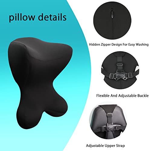 Newsty Car Neck Pillow for Driving Seat Car headrest Pillow/Gaming Chair Pillow with Adjustable Strap Removable Cover Ergonomic Design Neck Support Pillow for auto, Office Chair, Gaming Chair(Black) - Image 4