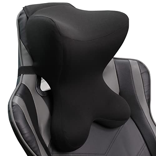 Newsty Car Neck Pillow for Driving Seat Car headrest Pillow/Gaming Chair Pillow with Adjustable Strap Removable Cover Ergonomic Design Neck Support Pillow for auto, Office Chair, Gaming Chair(Black) - Image 1