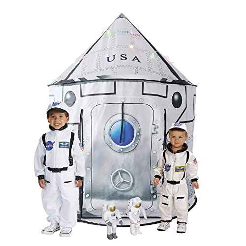 LimitlessFunN Space Rocket Ship Pop Up Kids Play Tent Includes Star Lights Carrying Case Children Indoor Castle Playhouse for Boys Toddlers 41 D x 41 W x 53 H - Image 1