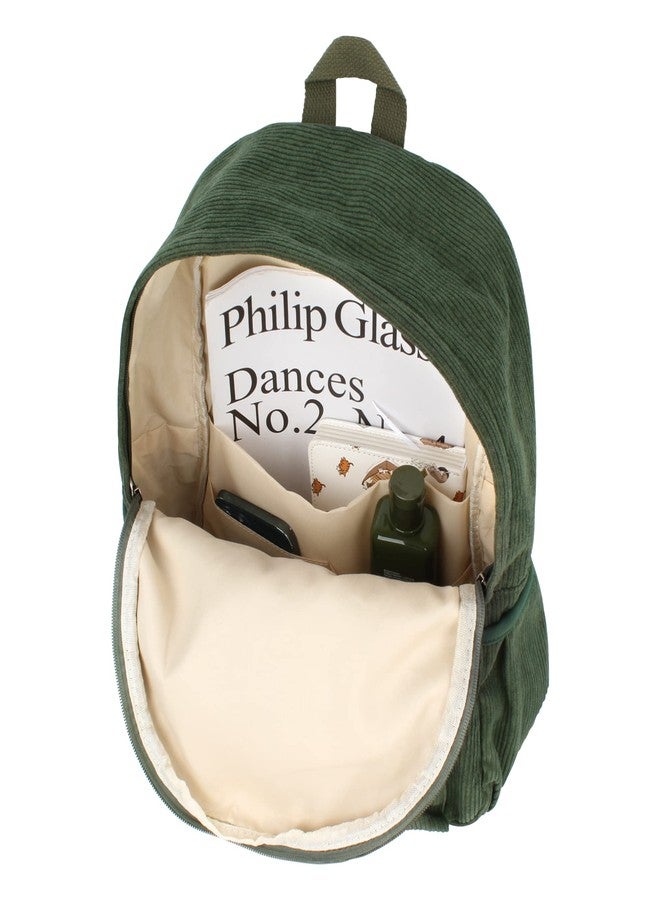 Lobagve Corduroy Backpack Large College Backpack Casual Bookbag Laptop Backpack Computer Bag Travel Daypack for Women Men,Green - Image 4