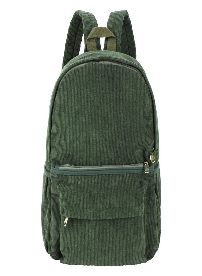 Lobagve Corduroy Backpack Large College Backpack Casual Bookbag Laptop Backpack Computer Bag Travel Daypack for Women Men,Green - Image 1