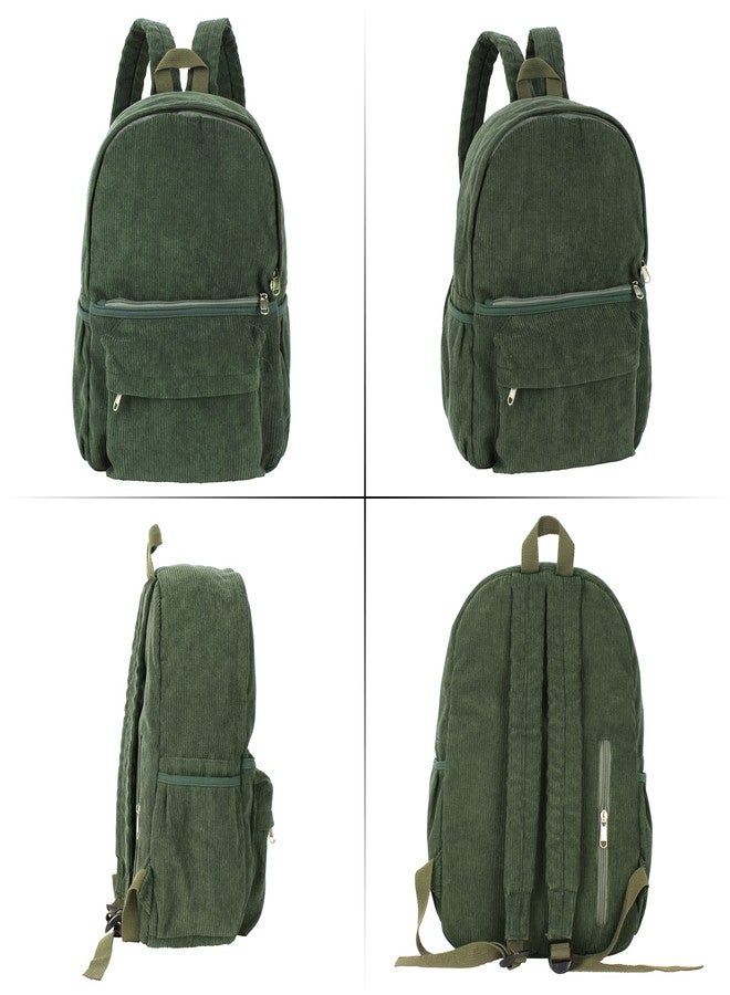 Lobagve Corduroy Backpack Large College Backpack Casual Bookbag Laptop Backpack Computer Bag Travel Daypack for Women Men,Green - Image 3