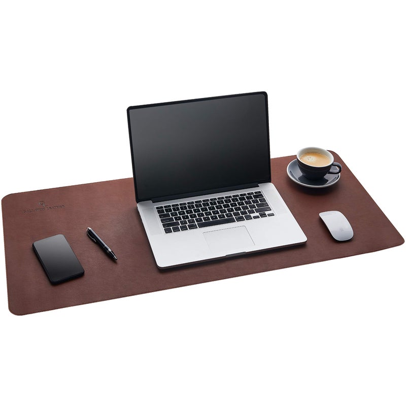 Gallaway Leather Mat, Office Desk Pad, Large 36" x 17" Dark Brown, Desk Mats on Top of Desks, Gift Ready Elegant Computer Cover Desk Pad Protector PU Leather - Image 1