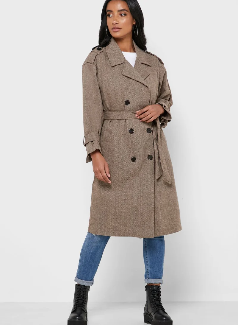 FOREVER 21 Double Breasted Longline Coat