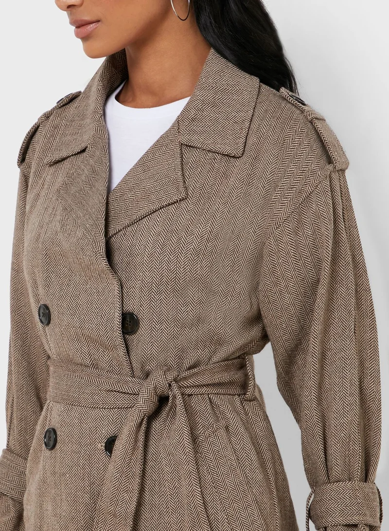 FOREVER 21 Double Breasted Longline Coat
