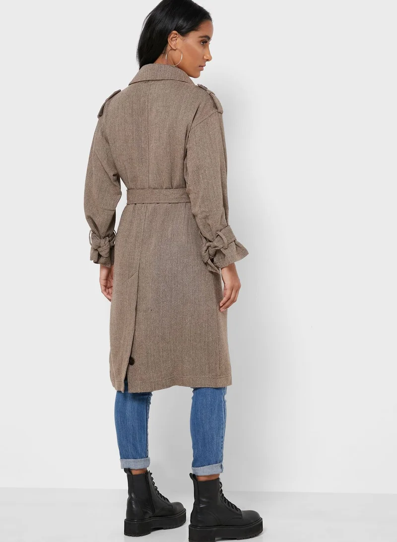 FOREVER 21 Double Breasted Longline Coat