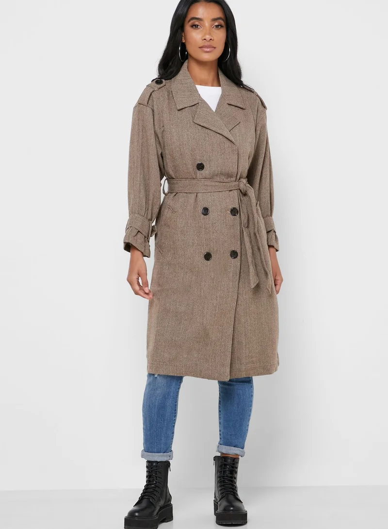 FOREVER 21 Double Breasted Longline Coat