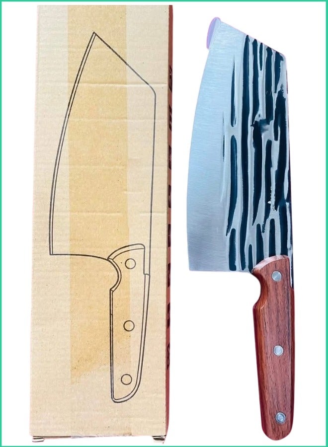 Heavy Duty Meat Cleaver Knife with Wooden Handle – High Carbon Steel Butcher Knife for Bone Cutting, Chopping & Slicing – Kitchen & BBQ Essential  - Image 1