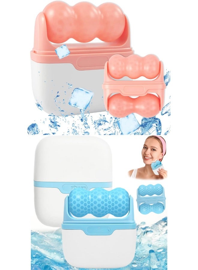 2-in-1 Ice Roller for Face Skin Care Tool Personal Skin Cooling Ice Derma Roller Therapy Tools, Cold Facial Ice Roller Massager for Eye Puffiness, Migraine, TMJ Pain Relief & Minor Injury (Multicolor) - Image 1