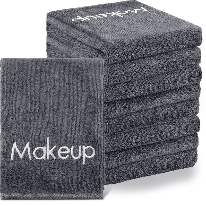 Shimeyao 20 Pack Makeup Washcloths Gray Microfiber Makeup Towels Face Washcloth 13x13 Inch Soft Washable Remover Cloths Quick Dry Embroidery Wash Cloths for Women Cleansing, Travel Hotel - Image 1