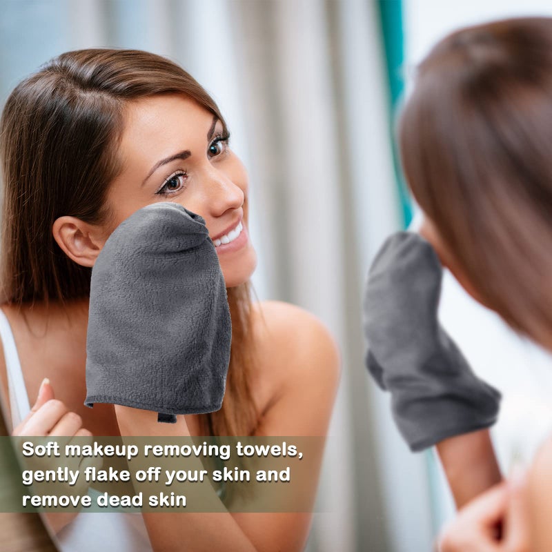 Shimeyao 20 Pack Makeup Washcloths Gray Microfiber Makeup Towels Face Washcloth 13x13 Inch Soft Washable Remover Cloths Quick Dry Embroidery Wash Cloths for Women Cleansing, Travel Hotel - Image 5