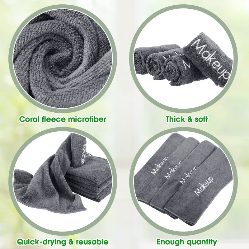 Shimeyao 20 Pack Makeup Washcloths Gray Microfiber Makeup Towels Face Washcloth 13x13 Inch Soft Washable Remover Cloths Quick Dry Embroidery Wash Cloths for Women Cleansing, Travel Hotel - Image 3