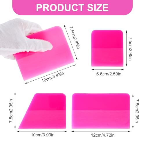 Lemecima 4 Pcs PPF Squeegee Soft Silicone Rubber Scraper, Anti Scratch TPU Coating Scraper for Car Vinyl Paint Protection Film Installation, Vinyl Wrap and Window Tint Windshield Glass Cleaning Kit, 4 Sizes - Image 2