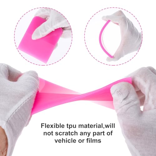 Lemecima 4 Pcs PPF Squeegee Soft Silicone Rubber Scraper, Anti Scratch TPU Coating Scraper for Car Vinyl Paint Protection Film Installation, Vinyl Wrap and Window Tint Windshield Glass Cleaning Kit, 4 Sizes - Image 3