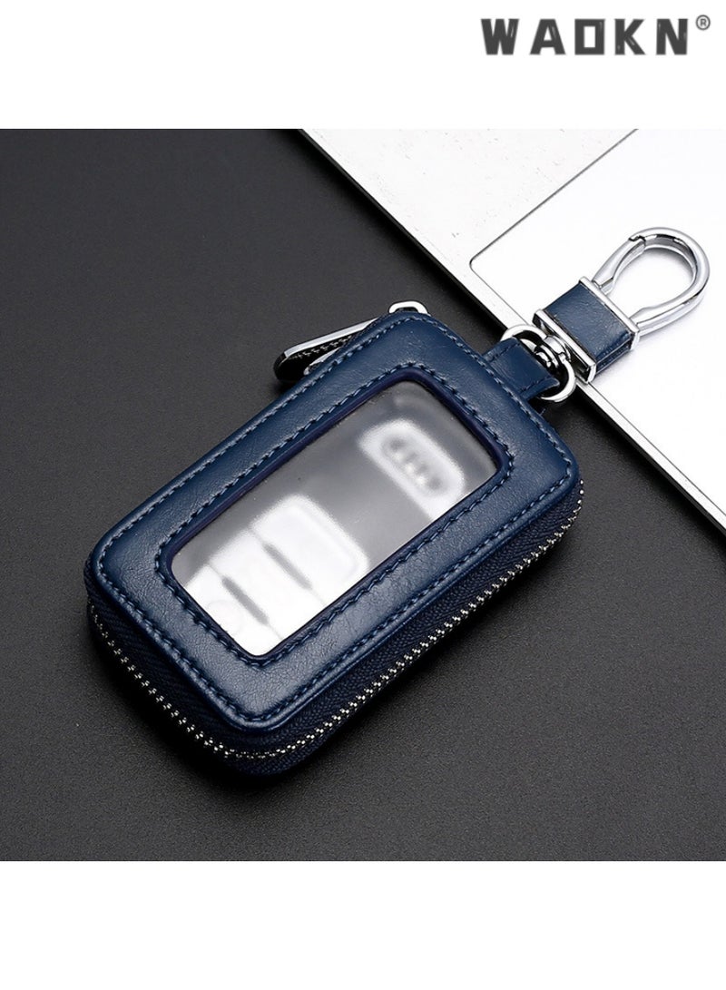WAOKN Sleek Korean Style Large Capacity Key Waist Bag, Household Mini Car Key Bag, Stylish Portable Waist-hanging Key Storage Pouch（royal blue） - Image 1