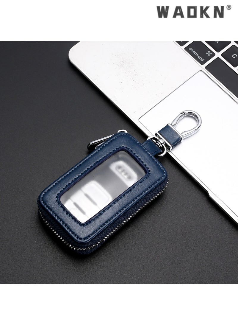 WAOKN Sleek Korean Style Large Capacity Key Waist Bag, Household Mini Car Key Bag, Stylish Portable Waist-hanging Key Storage Pouch（royal blue） - Image 2